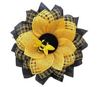 PRETYZOOM Bee Sunflower Wreath, Bumblebee Garland Spring Wreath for Front Door Artificial Sunflower for Farmhouse Floral Day Party Supplies Yellow