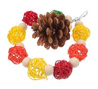 PRETYZOOM Bird Chewing for Parrots and Small Birds with Natural Pine Cone and Rattan Ball Interactive Foraging for Play Keeps Parrots Busy
