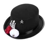 PRETYZOOM Black Felt Gothic Halloween Top Hat Hat with Red Rose and Decorative Skeleton Hand Style at Halloween and Day the Dead for Comfortable All-night Party Use
