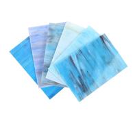 PRETYZOOM Blue Mica Stained Glass Sheets for Christmas and Office Decoration 6pcs Assorted Styles Design for DIY Mosaic Tiles Arts and Crafts