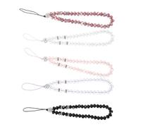 PRETYZOOM Bohemian Beaded Phone Charm Chain 5Pcs with Crystal Lanyard Strap Lightweight Mobile Accessory for Women Express Sentiments in Pink White Black Dark Burgundy Grape Purple