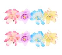 PRETYZOOM Bohemian Orchid Flower Hair Clips 8pcs Set Artificial Small Floral Hairpins in Blue, Light Purple, Rose Red, and Pink Hawaiian Style Hair Accessories for Beach Vacation and Wedding