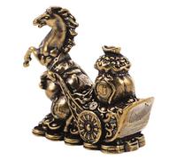PRETYZOOM Brass Horse Statue Figurine for Desk Bookshelf Cabinet Detailed Artisan Home Office Decor Ornament Symbolic Year Horse Tabletop Sculpture to Attract Luck and Wealth
