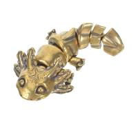PRETYZOOM Brass Newt Figurine Hexagonal Dinosaur Movable Joint Sculpture Decorative Collectible Desk Ornament for Home Office Display