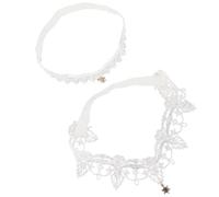 PRETYZOOM Bridal Garter Set Elegant Strap White 2pcs with Rhinestone Pendant Polyester Wedding Leg Accessories for Wedding Ceremony or Party