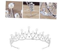 PRETYZOOM Bridal Pearl Rhinestone Headband Wedding Crown Headdress White Crystal Princess Hair Accessory for Bride and Bridesmaids
