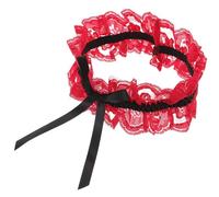 PRETYZOOM Bride Garters with Black Cloth and Red Lace Ribbon Bowknot - Comfortable Adjustable Leg Ring for Wedding Ceremony and Bridal Shower