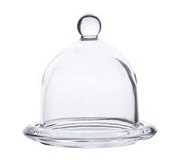 PRETYZOOM Cake Stand with Dome Round Glass Server Cake Stand Glass Dome Butter Cheese Board Covered Platter Serving Tray 1 Set 9. 5X9cm