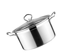 PRETYZOOM Camping Accessories Stainless Steel Induction Saucepan Tempered Glass Lid Double Bottom Anti-Overflow Anti-Stick Milk Pot 20×14CM Even Heat Distribution Multi-Function Pot