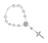 PRETYZOOM Car Mirror Hanging Rosary Bracelet with Cross Pendant Unique Car Decorations for Rear View Mirror Durable Blessing Bead Accessory for Personal and Shared Use