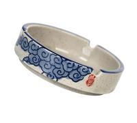 PRETYZOOM Ceramic Ashtray Blue Decorative Household Adornment Japanese Style Multifunctional Desktop Storage Container Odorless Reusable Safe for Living Room and Use