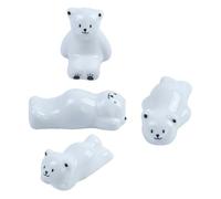 PRETYZOOM Ceramic Chopstick to Clean 4pcs White Bear Design Smooth Chopstick Stand for Kitchen Dining Table Accessories