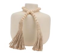 PRETYZOOM Ceramic Flower Vase Matte Beige with Wood Bead Decorative Home Vase Ornament for Desktop Flower Arrangement Nordic Style Creative Pot