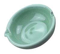 PRETYZOOM Ceramic Ink Dish Plate Lightweight and Practical Ink Tray with Brush Holder for Calligraphy and Painting, Green Pottery Accessory Suitable for Study Room Or Art Studio