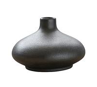 PRETYZOOM Ceramic Vase Adornment Vintage Round Small Black Retro Ceramic Flower Vase Zen Home Desktop Decoration