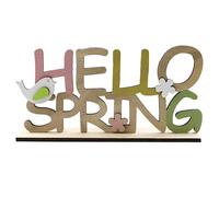 PRETYZOOM Chick Flower Design Ornament Wooden Spring Plaque Farmhouse Desktop Adornment Hello Spring Decor for Home Party Table Display