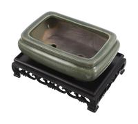 PRETYZOOM Chinese Ceramic Bonsai Tree Planter with Plastic Base, Small Succulent and Aquatic Plant Pot for Indoor Garden, Nursery Narcissus and Water Lily Flower Container