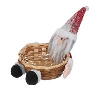 PRETYZOOM Christmas Candy Basket with Santa Doll Festive Holiday Snack Tray for Nuts Treats and Cookies Lightweight Portable Decorative Storage Holder for Party Favors and Home Mantle Decor