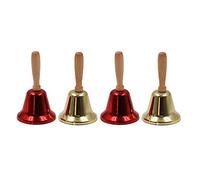 PRETYZOOM Christmas Hand Bell With Wood Handle - Metal Call Bell for Calling Attention and Assistance - Kids Gift (2 Golden + 2 Red)