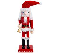 PRETYZOOM Christmas Nutcracker Decorations - 25cm Wooden Santa Figure With Bell - Christmas Tree Ornaments & Soldiers Figure Decor