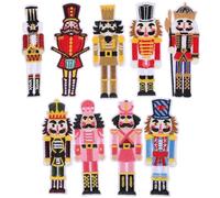 PRETYZOOM Christmas Nutcracker Iron on Patches 9pcs Colorful Soldier Figures Sew on Embroidered Sew Applique Repair Patch for Craft Clothing Backpack Hat Clothing Decoration DIY Christmas Gifts