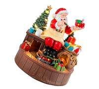PRETYZOOM Christmas Resin Santa Claus Music Box with Rotating Train Figurine and LED Warm Light, USB Powered Indoor Animated Christmas Decorations for Window Displays and Celebrations