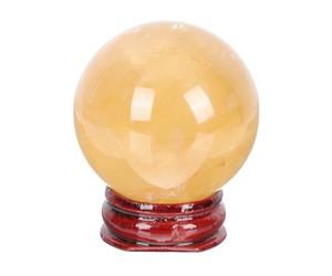 PRETYZOOM Citrine Ball Ornaments for Home Decor Crystal Sphere Ornament for Desktop Yellow for Holiday Decorations