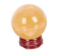 PRETYZOOM Citrine Crystal Ball Ornament with Wooden Stand for Office Sphere Decor and Crystal Ball Craft Decor - Elegant Yellow Gemstone Home Decoration for Bedroom Or Wedding Ceremony