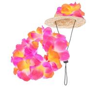 PRETYZOOM Clothes Set with Hawaiian Hat and Red Garland, Adjustable Straps, Fabric Material, for Camping Trips and Pool Parties, Protects the Hot Sun