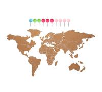 PRETYZOOM Cork Board World Map Tracker Map Tiles 35x20x0.5inch Wood Cork Pin Photos Wall Decoration Unique Design Creative for Office and School Random Color