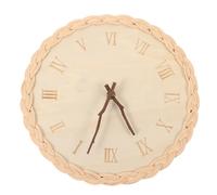 PRETYZOOM Creative Rattan Wall Clock Rattan Weave Boho Decoration for Home Farmhouse Hanging Silent Non-Ticking Clock Linden Mute Props Office