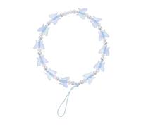 PRETYZOOM Crystal Butterfly Phone Lanyard with Pearl Beads Detachable Rope Charm for Wrist Anti-lost Phone Chain Strap Easy to Attach and Decorate Mobile Cases for Women