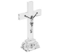 PRETYZOOM Crystal Cross Standing Cross On Base Crystal Jesus Crucifix Catholic Holy Cross Glass Tabletop Cross Figurine for Mothers Day Home Christian Decor
