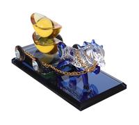 PRETYZOOM Crystal Horse Figurine with Carriage Decorative Feng Shui Sculpture for Prosperity Luck Wealth Year Horse Tabletop Ornament and Home Office Display