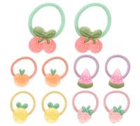 PRETYZOOM Cute Cartoon Fruits Elastic Hair Ties for Ponytail Holders 10pcs Acrylic Rubber Bands Soft and Stretchy Hair Accessories for Toddler Girls for Daily Use