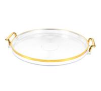 Pretyzoom Decorative Gold Round Large Golden Tea Tray Decorative Plastic Golden Tea Tray Transparent Fruit Storage Turkish Engagement