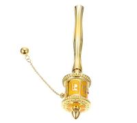 PRETYZOOM Delicate Hand Cranked Prayer Wheel Unique Handheld Decoration for Home Office Buddhist Believers Strengthens Inner Peace Medium Yellow Alloy Design