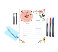 PRETYZOOM Desk Tabletop Dry Erase Board Memo Board Acrylic Standing Whiteboard with Clock Sturdy Construction Assorted Colour for Home Office Planning