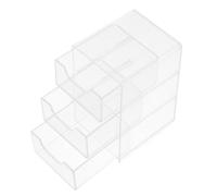 PRETYZOOM Desktop Acrylic Storage Drawer 3-Tier Organizer Box Divided Compartments for Stationery Makeup Office Supplies Small Jewelry (8.8x7.7x13cm)