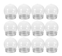 PRETYZOOM Diy Clear Plastic Water Globe Snow Globe 12pcs Clear Snow Globe with Screw Off Cap Make Your Own Empty Fillable Water Globe Jar Keepsake Display Case for Crafts