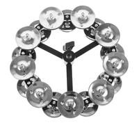 PRETYZOOM Double-Row Silver Stainless Steel Hihat Tambourine Cymbal with 9 Pairs Jingles, Percussion Drum Hihat Accessory for Professional Jazz Drum Kit