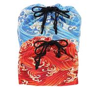 PRETYZOOM Drawstring Lunch Bag Bento Box Pouch Reusable Cotton Food Storage Bags for Students Women Office, 2pcs Japanese Style Red and Pattern