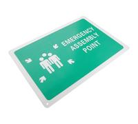 PRETYZOOM Emergency Assembly Point Sign Aluminum Weather-resistant Safety Sign for Public Areas Fire Hazard Evasion Emergency Point Indicator