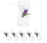 PRETYZOOM Empty Lavender Sachet Bags Cotton Linen Breathable Drawstring Pouch with Dried Lavender Flowers for Home Fragrance and Wardrobe Deodorizing, Creative Natural Air Freshener Bag, 6
