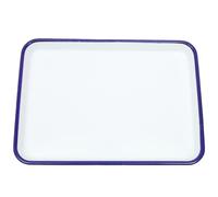 PRETYZOOM Enamel Bake Pan Enamel Baking Pan Enamelware Roasting Pan Blue Rim Solid White Cake Pan Enameled Steel Baking Dish Lasagna Pan Rectangular Serving Tray Brownie Pan 26x18cm