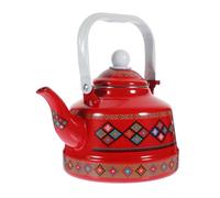 PRETYZOOM Enamel Water Kettle 2.5l with Handle for Camping and Kitchen Use, Retro Stovetop Tea Kettle Featuring Even Heat Distribution and Easy-to-Clean Red Enamel Design