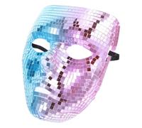 PRETYZOOM Eye Catching Disco Ball Full Face Mirror Mask for Men with Lightweight Plastic Material and Sparkly Glitter Finish, for New Year's Eve and Dance Battles