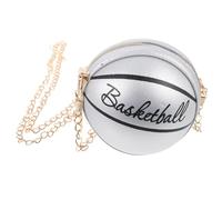 PRETYZOOM Fashionable Basketball Shape Crossbody Bag with Silver Chain for Teen Versatile Shoulder Purse with Organized Storage Stylish and Practical Handbag for Everyday Use