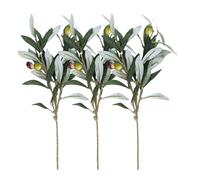 PRETYZOOM Faux Olive Branches 3 Pack Artificial Olive Leaf Stems Green Decorative Plant Accessory for Home Office Wedding Party Tabletop Decor