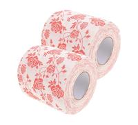 PRETYZOOM Floral Toilet Paper Rolls Decorative and Reliable Performance for Holiday Celebrations 2pcs with Rose Flower Print, Thick Wood Pulp Paper for Bathroom Use